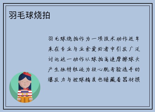 羽毛球烧拍